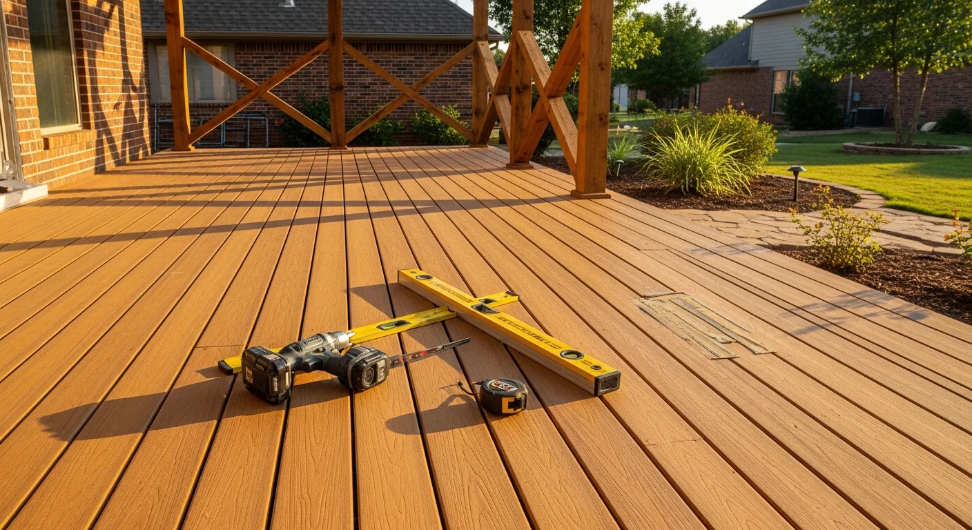 Custom composite deck and patio construction by Prime Fencing