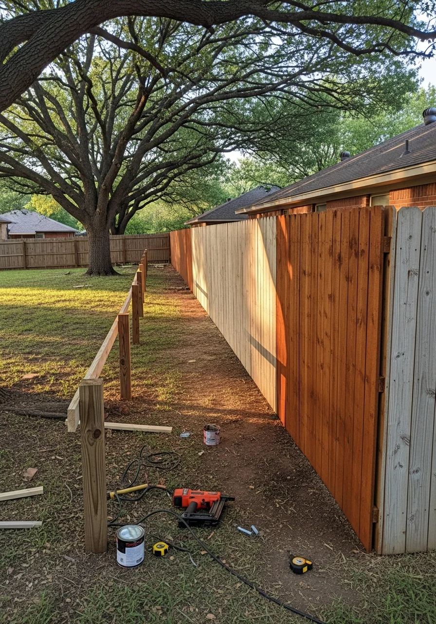 Professional completing detailed service work on an Edmond home's exterior.