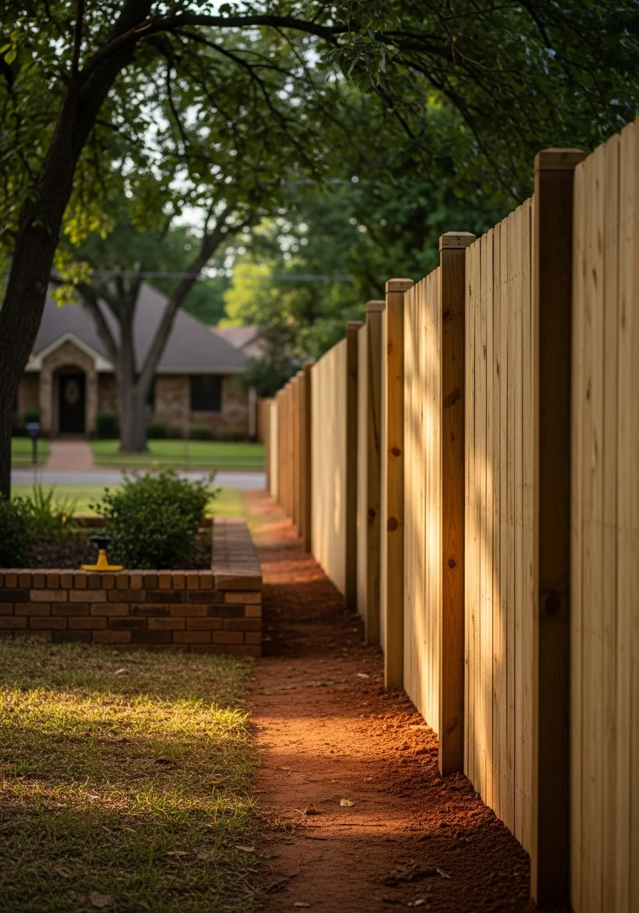 Service professional completing work on a Norman home's exterior or entry area.