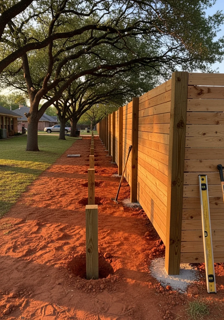 Professional service technician working on a residential property in an OKC neighborhood.